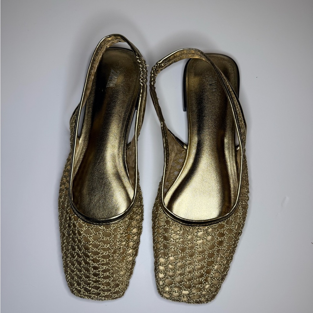 Zara Elegant Gold Women's Slingback Shoes